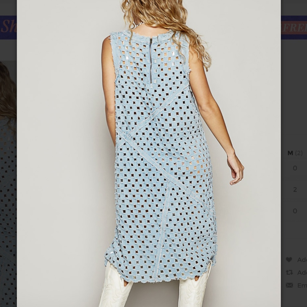 ⭐️ POL “ Hilton Head 3” POL Laser Cut Twill Maxi Dress 33 - Picture 5 of 5